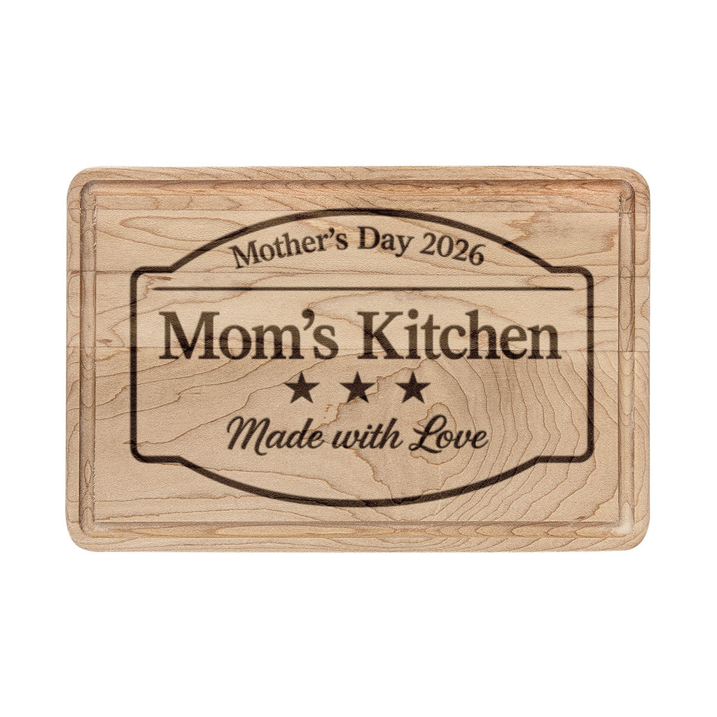Engraved "Mom's Kitchen" Wooden Cutting Board