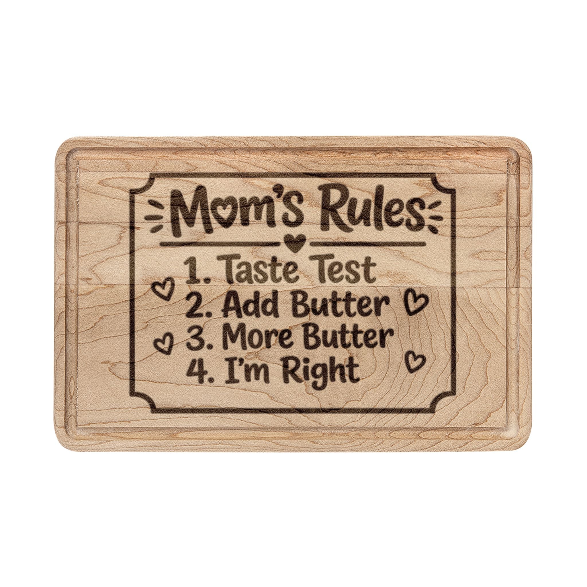Engraved Cutting Board - "Mom's Rules"