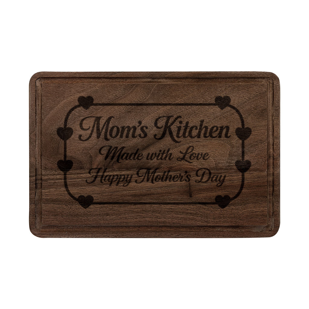 Mom's Kitchen Engraved Wooden Cutting Board — "Made with Love" Mother's Day Gift