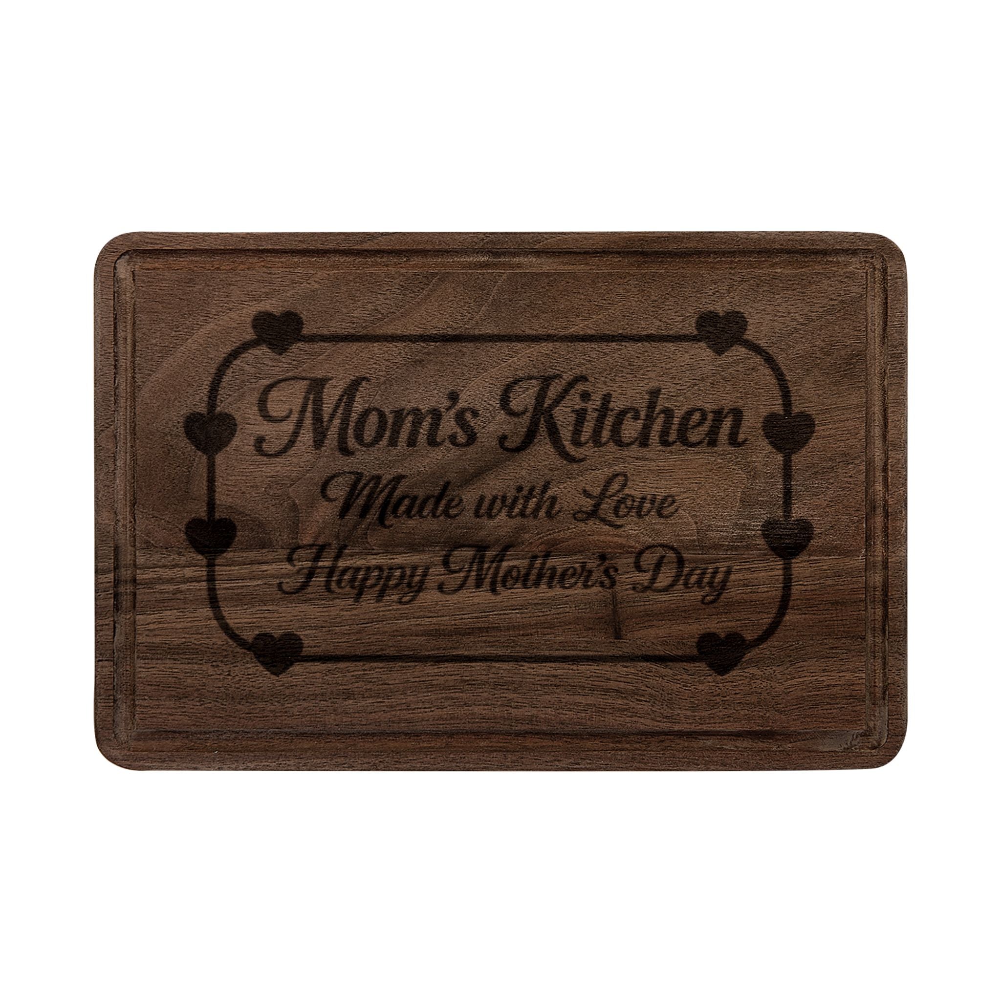 Mom's Kitchen Engraved Wooden Cutting Board — "Made with Love" Mother's Day Gift
